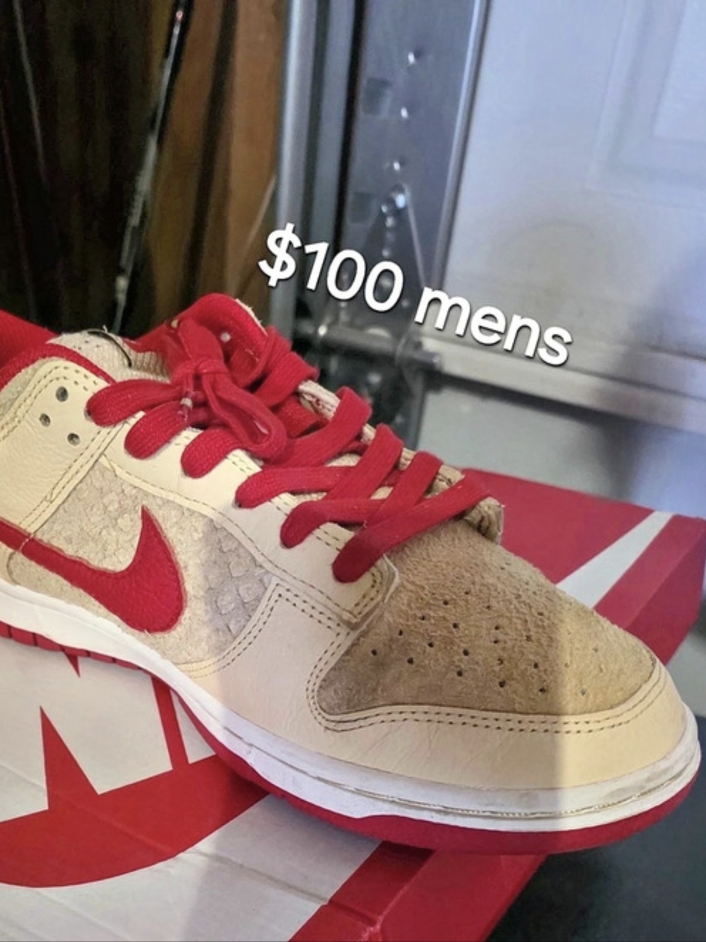Nike Dunk Low Retro SE Sneakers Cream & Red US 8.5